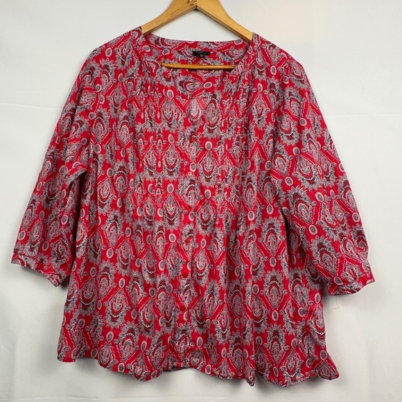 Talbots Tops - Talbots‎ Womens 3/4 Sleeve Button Down Tunic Shirt 2X Paisley Breathable Boho